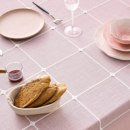 ZeeMart Boho Round Grid Tablecloth with Tassels, Pink 52in