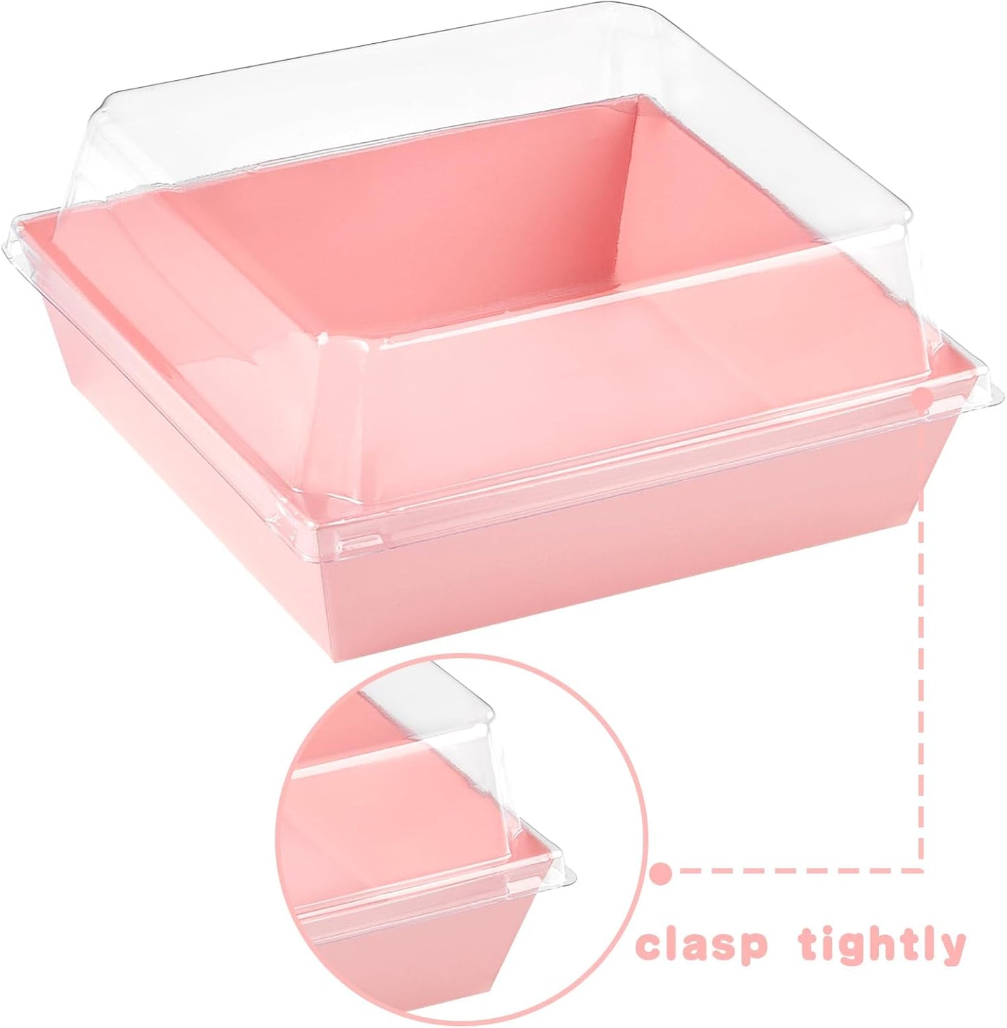 Kucoele Charcuterie Boxes with Clear Lids, 5 Inches, Pink, 20 Pack | Disposable, To Go Paper Dessert Boxes, Bakery Boxes, Small Food Containers, For Cookies, Cupcakes, Strawberries