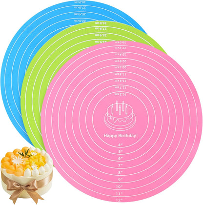 3 Pcs Round Silicone Baking Mat, 12 Inch (30cm), Reusable Non-Stick