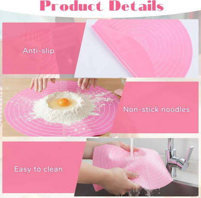 3 Pcs Round Silicone Baking Mat, 12 Inch (30cm), Reusable Non-Stick