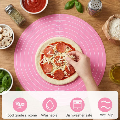3 Pcs Round Silicone Baking Mat, 12 Inch (30cm), Reusable Non-Stick