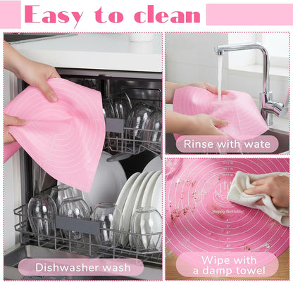 3 Pcs Round Silicone Baking Mat, 12 Inch (30cm), Reusable Non-Stick