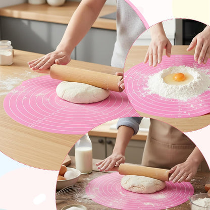 3 Pcs Round Silicone Baking Mat, 12 Inch (30cm), Reusable Non-Stick