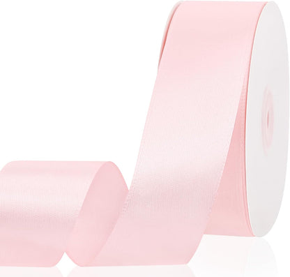 1-1/2 Inch 50 Yards Light Pink Satin Ribbon for Gift Wrapping,Flower Bouquet,Crafts,Balloons,Wedding,Birthday Party,Easter,Mothers Day,Baby Shower Decoration