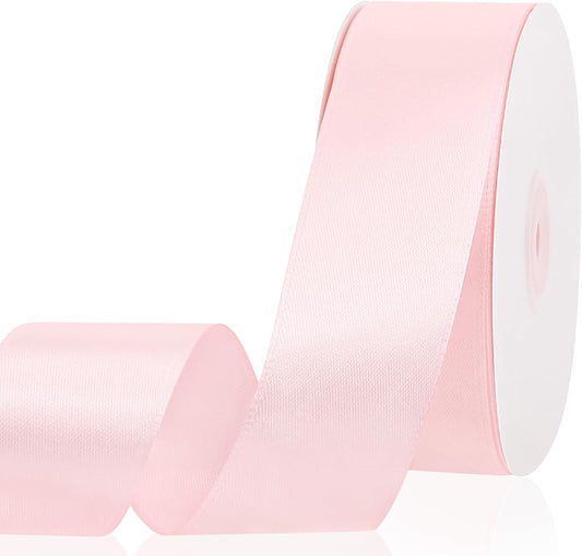1-1/2 Inch 50 Yards Light Pink Satin Ribbon for Gift Wrapping,Flower Bouquet,Crafts,Balloons,Wedding,Birthday Party,Easter,Mothers Day,Baby Shower Decoration