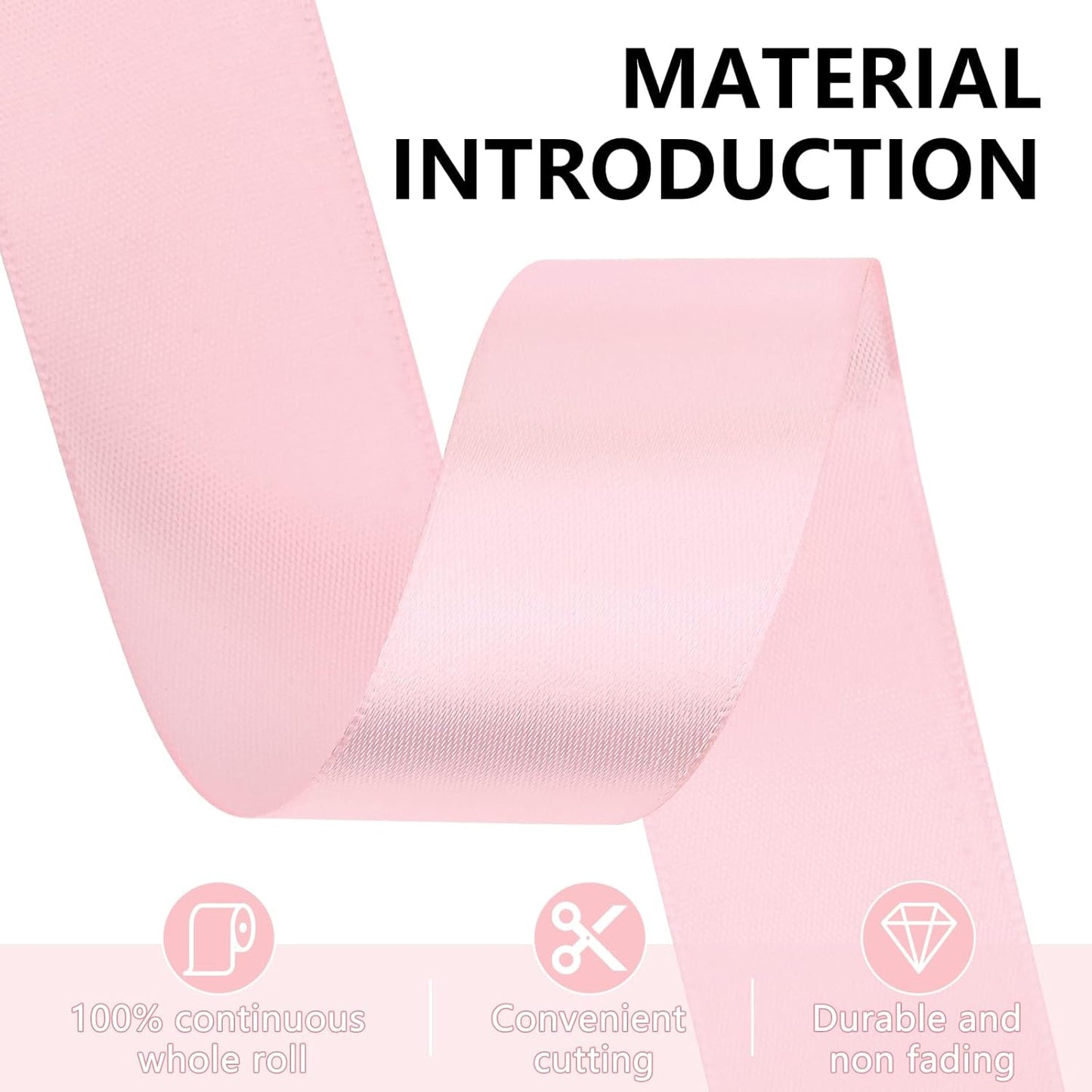 1-1/2 Inch 50 Yards Light Pink Satin Ribbon for Gift Wrapping,Flower Bouquet,Crafts,Balloons,Wedding,Birthday Party,Easter,Mothers Day,Baby Shower Decoration