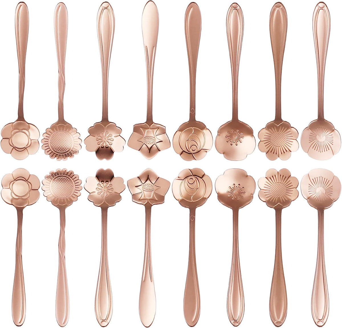 16 Pcs Teaspoon Tea Spoons, Stainless Steel Cute Coffee Spoon for Tea Party Decorations (Rose Gold)