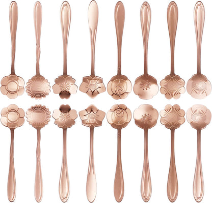 16 Pcs Teaspoon Tea Spoons, Stainless Steel Cute Coffee Spoon for Tea Party Decorations (Rose Gold)
