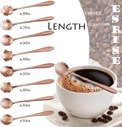 16 Pcs Teaspoon Tea Spoons, Stainless Steel Cute Coffee Spoon for Tea Party Decorations (Rose Gold)