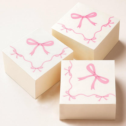 160 PCS Pink Bow Napkins Pink Napkins Disposable Folded 6.5 x 6.5 Inches Cute Bow Paper for Bridal Shower Tea Wedding Birthday Party Bow Theme Decorations