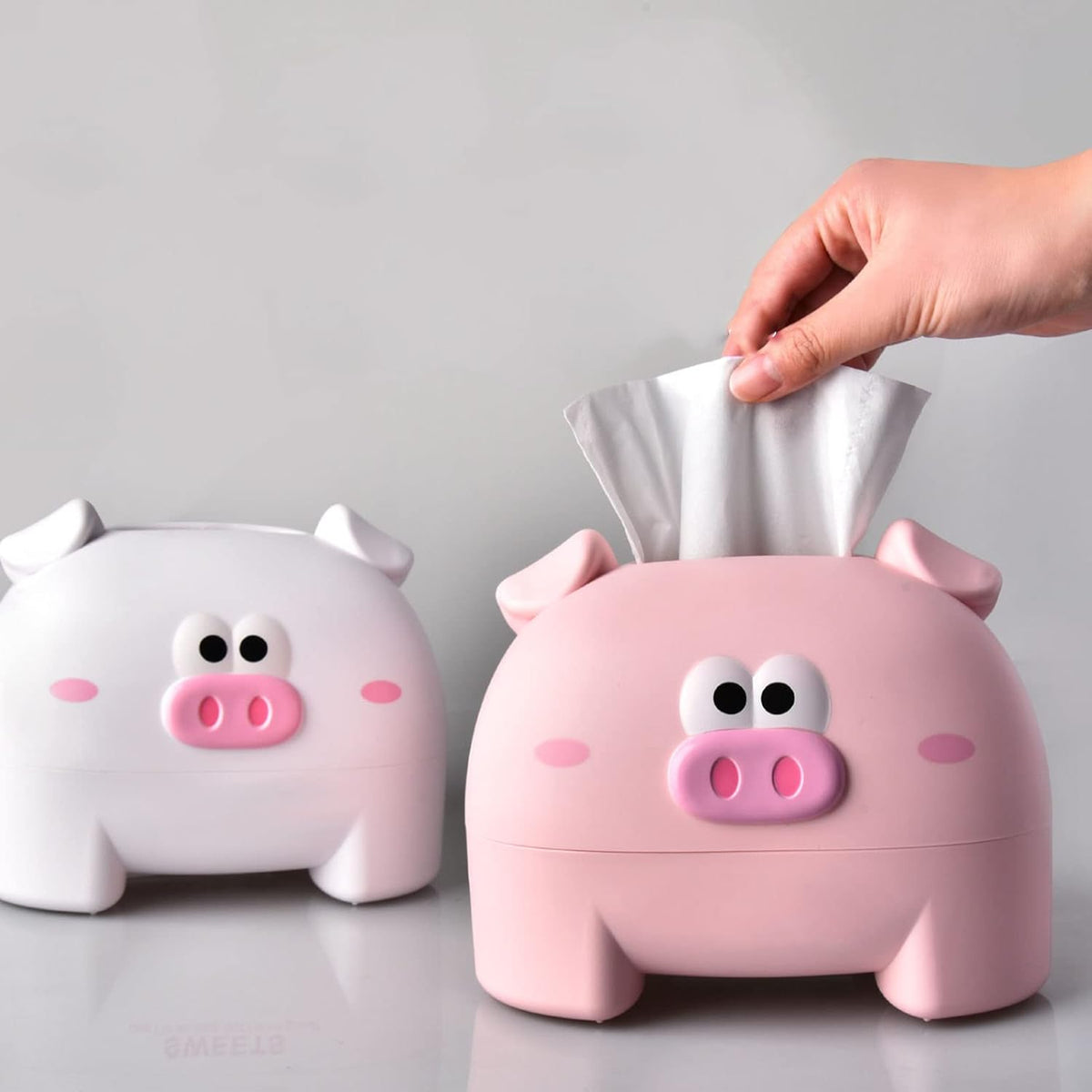 Cute Tissue Storage Box,Unique Napkin Holder Home Improvement Supplies,Pig Shaped Decorative Towel Napkin Container Case for Tabletop,for Living Room Office Car(Pink)