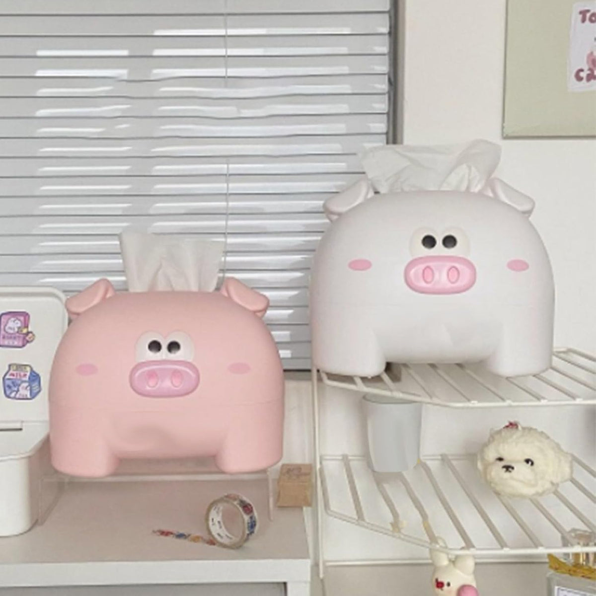 Cute Tissue Storage Box,Unique Napkin Holder Home Improvement Supplies,Pig Shaped Decorative Towel Napkin Container Case for Tabletop,for Living Room Office Car(Pink)