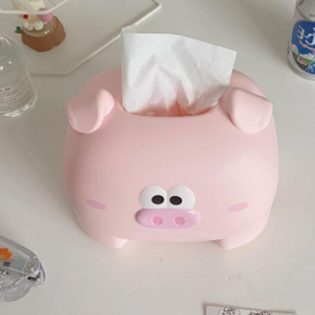 Cute Tissue Storage Box,Unique Napkin Holder Home Improvement Supplies,Pig Shaped Decorative Towel Napkin Container Case for Tabletop,for Living Room Office Car(Pink)