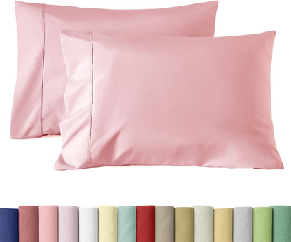100% Cotton Pillowcases Set of 2 Standard Size 20x26 inches, Pink