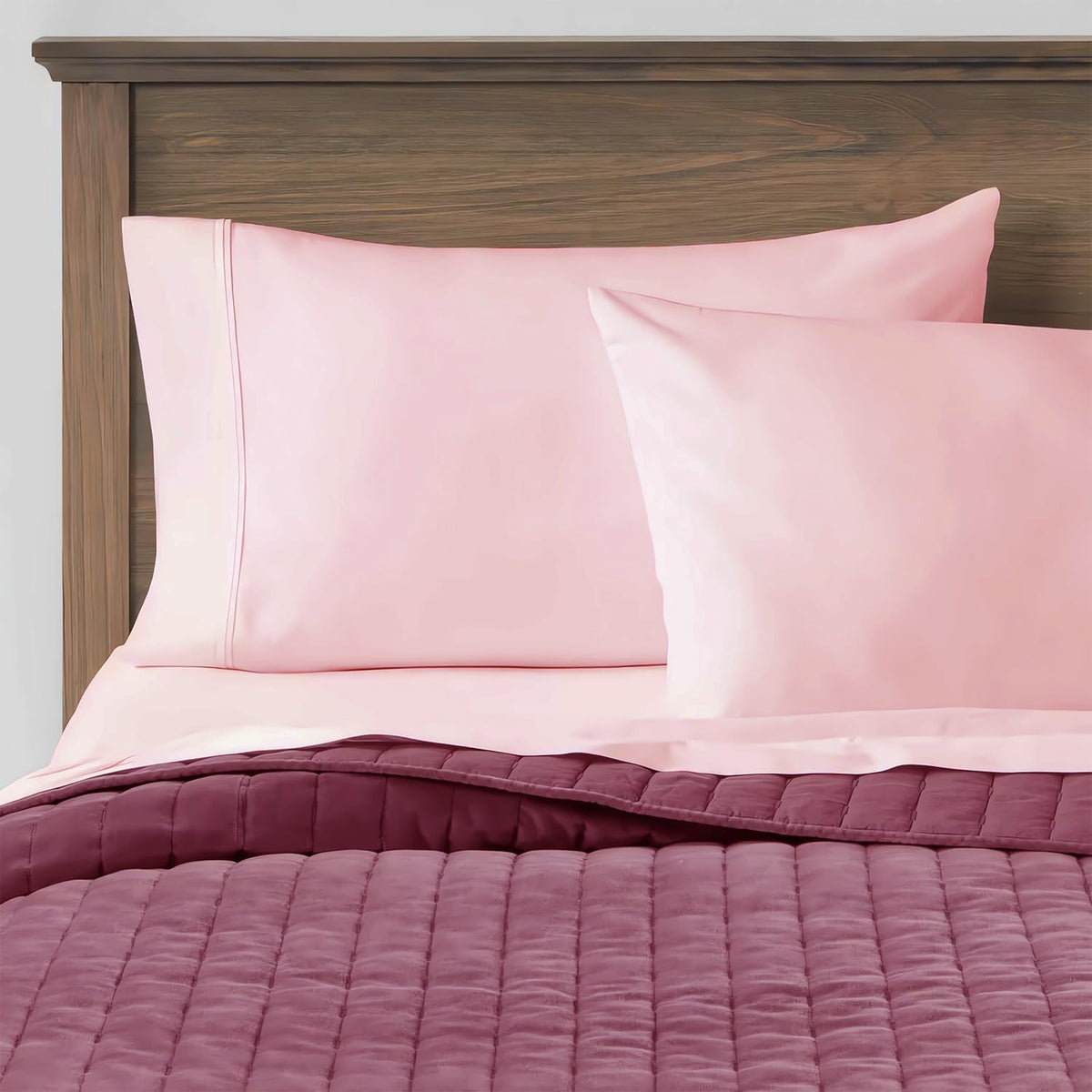 100% Cotton Pillowcases Set of 2 Standard Size 20x26 inches, Pink