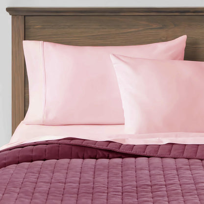 100% Cotton Pillowcases Set of 2 Standard Size 20x26 inches, Pink