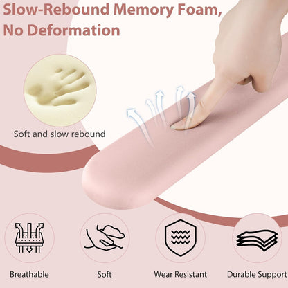 Mouse Pad and Keyboard Wrist Rest, 3-in-1 Gel Memory Foam Ergonomic Mouse Pad with Wrist Rest Set, Gaming Mousepad Arm Cushion Support for Computer Office Desk Accessories Cute Setup, Pink