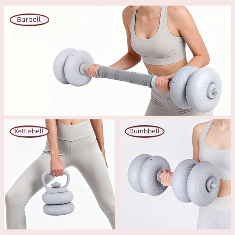 3-in-1 Adjustable Dumbbell Set 13/18/22/35LB, Barbell & Kettlebell