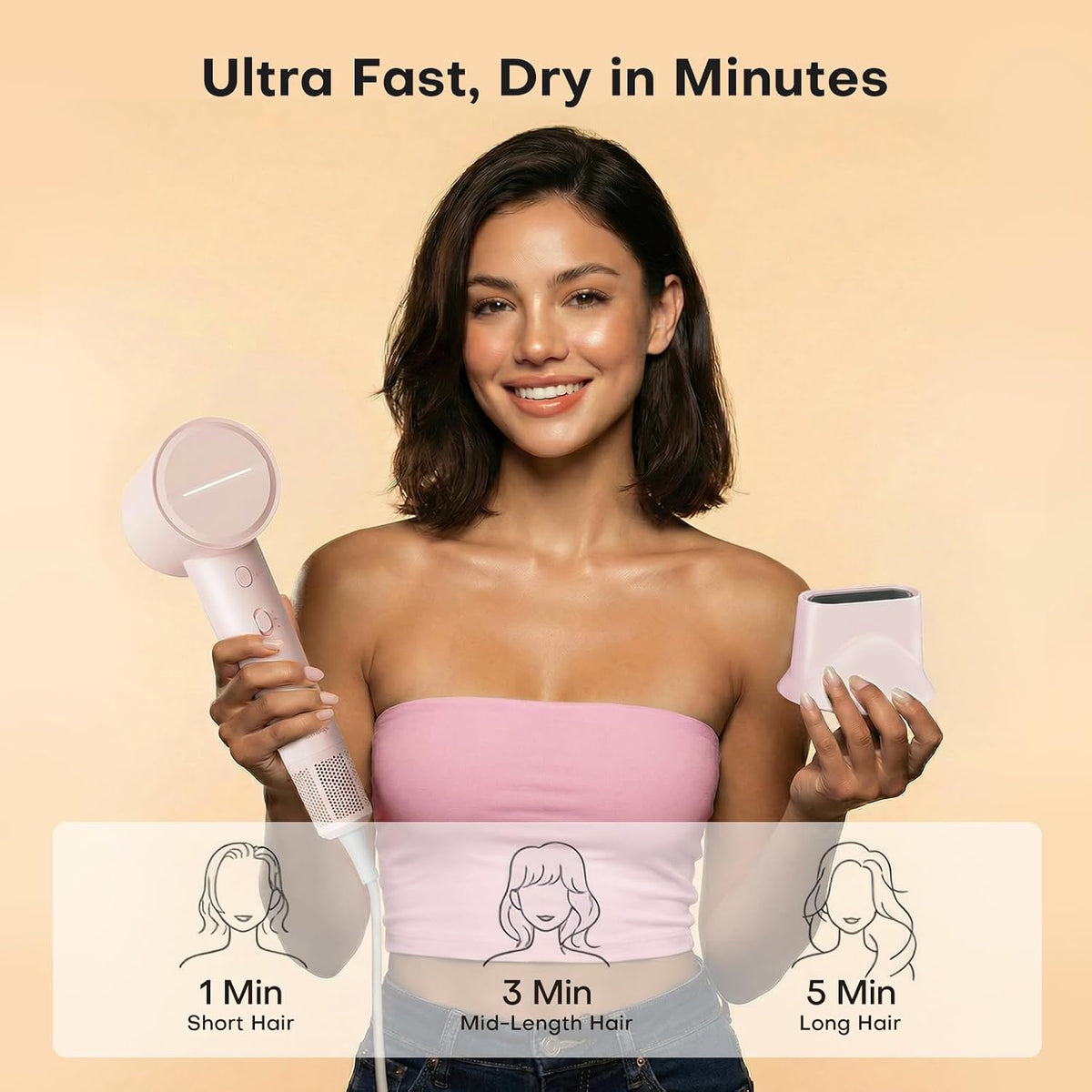 High Speed Hair Dryer, Billion Plasma Ions Better Frizz Reduce and Hair Protect, Ionic Blow Dryer Ultra Fast Drying, Low Noise & Lightweight Hair Dryer for Women, Heat-Control Blow Dryer for Travel