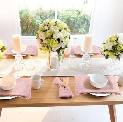 Cloth Napkins Set of 4 Handmade Dinner Napkins with Fringe Decorations for Party Wedding 16 x 16 Inch