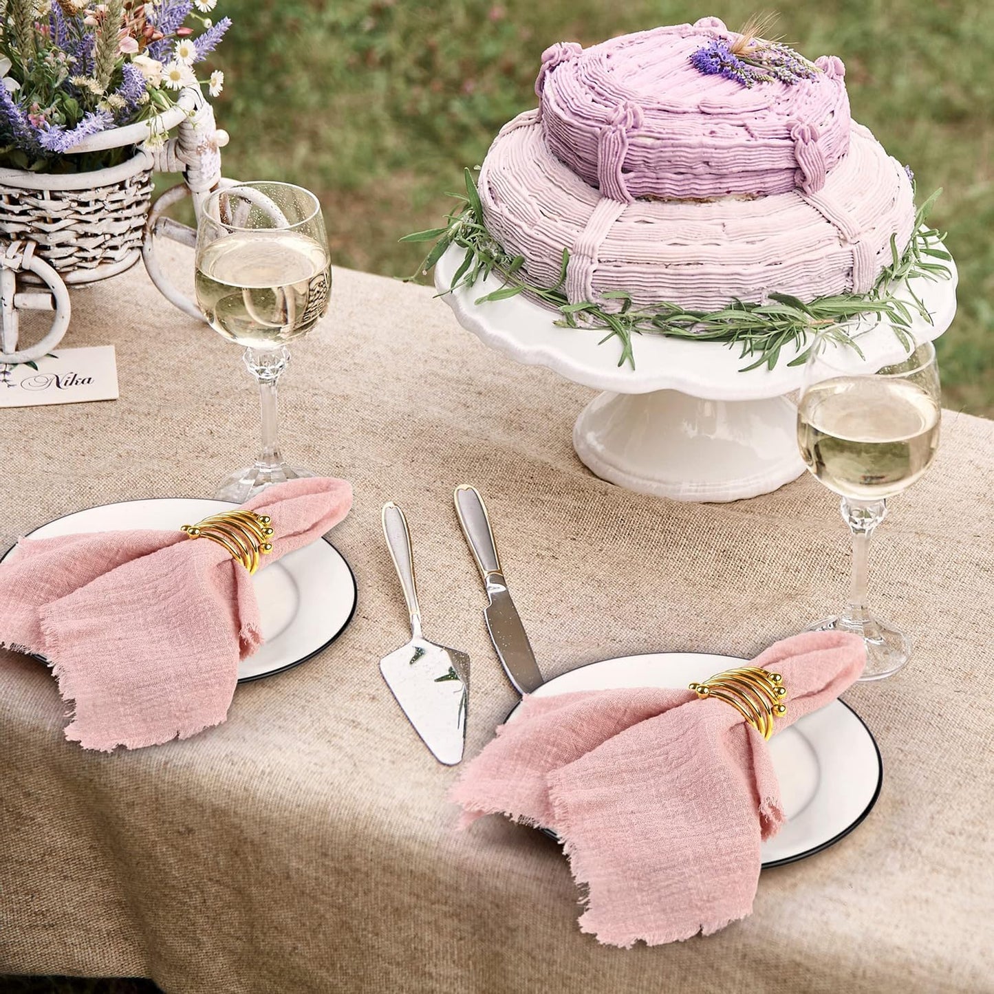 Cloth Napkins Set of 4 Handmade Dinner Napkins with Fringe Decorations for Party Wedding 16 x 16 Inch