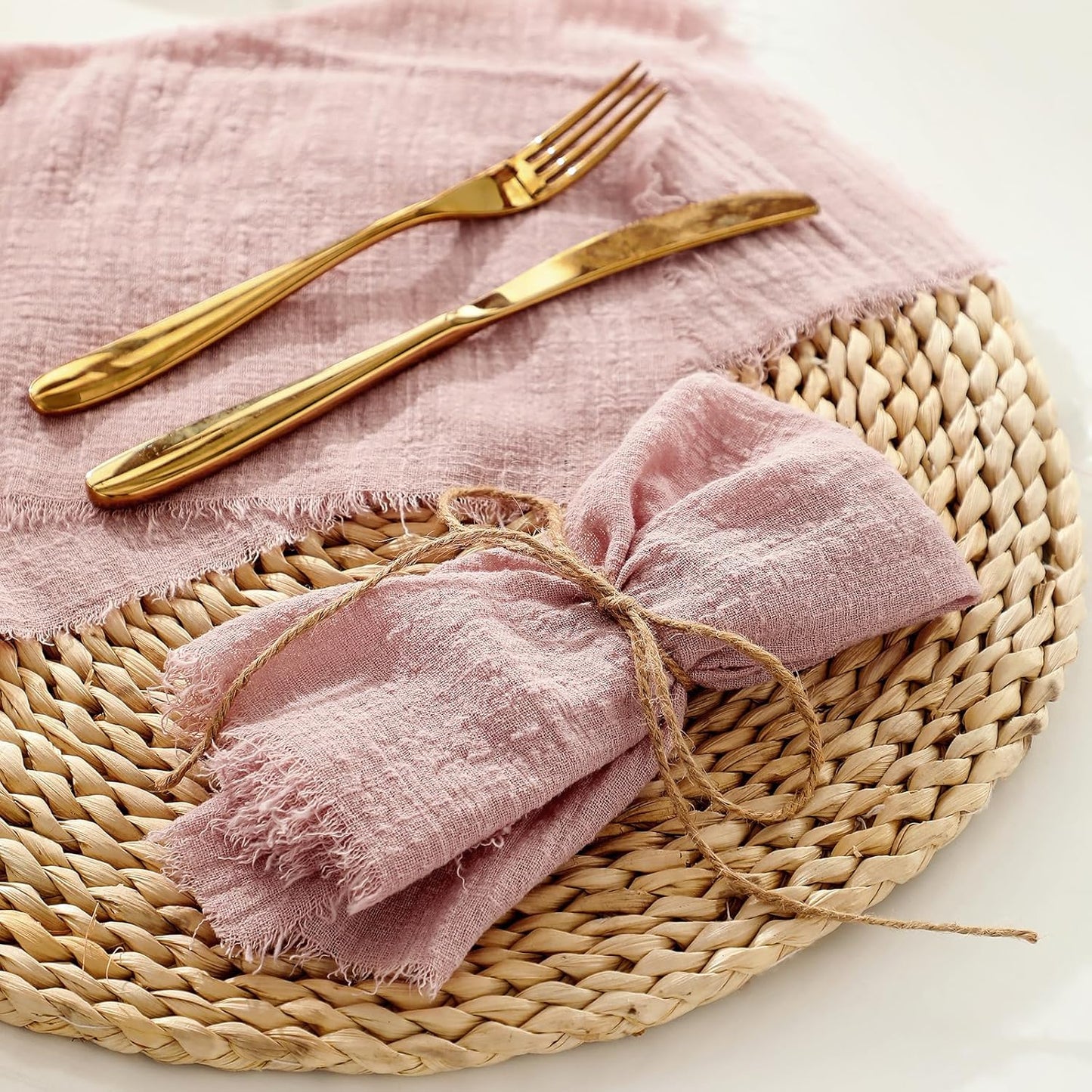 Cloth Napkins Set of 4 Handmade Dinner Napkins with Fringe Decorations for Party Wedding 16 x 16 Inch