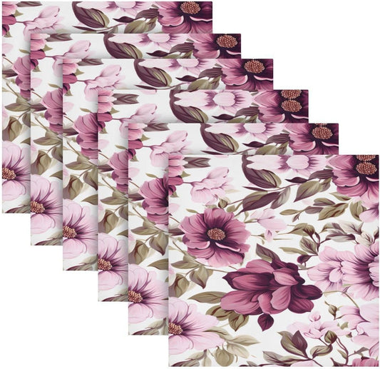 ALAZA Pink Flowers Spring Cloth Napkins Dinner Napkins 1 Piece,Reusable Table Napkins Washable Polyester Fabric for Cocktail Party Holiday Wedding Home Decorative