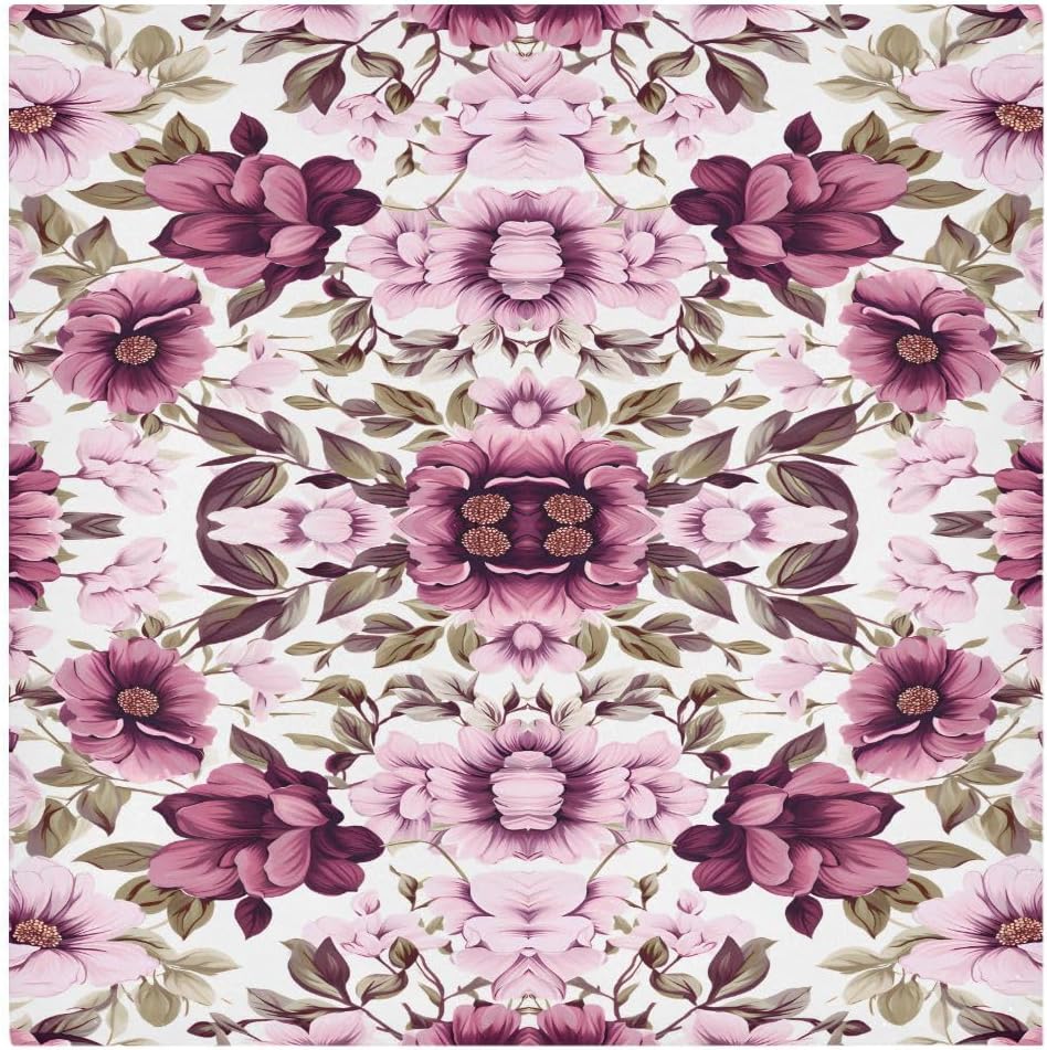 ALAZA Pink Flowers Spring Cloth Napkins Dinner Napkins 1 Piece,Reusable Table Napkins Washable Polyester Fabric for Cocktail Party Holiday Wedding Home Decorative