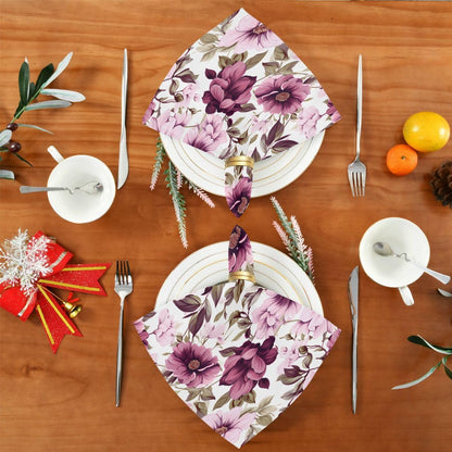 ALAZA Pink Flowers Spring Cloth Napkins Dinner Napkins 1 Piece,Reusable Table Napkins Washable Polyester Fabric for Cocktail Party Holiday Wedding Home Decorative