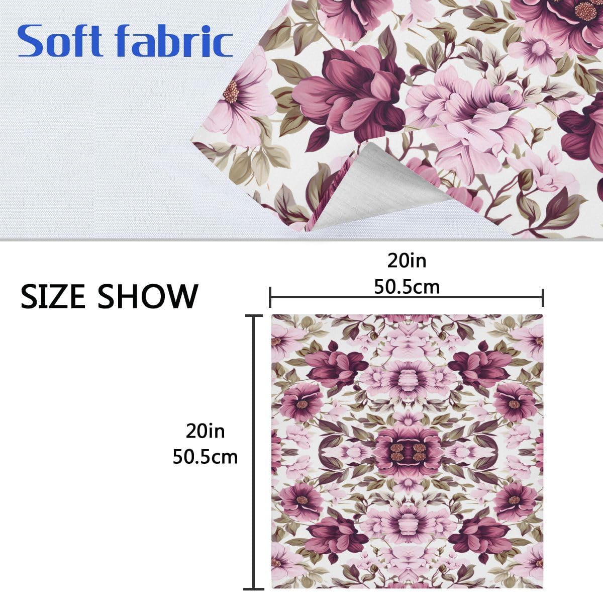 ALAZA Pink Flowers Spring Cloth Napkins Dinner Napkins 1 Piece,Reusable Table Napkins Washable Polyester Fabric for Cocktail Party Holiday Wedding Home Decorative