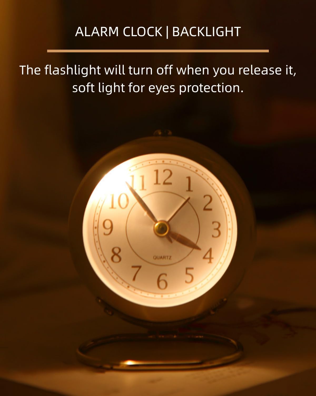 3 Inches Analog Alarm Clocks Retro Backlight Cute Simple Design with Night Light Silent Non-Ticking Battery Operated [Pink]
