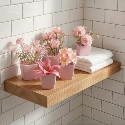 5 Pack Small Fake Plants Pink Artificial Plants Indoor Mini Potted Plant Flowers Set Faux Greenery Pot for Home Bathroom Decor Office Desk Room Shelf Kitchen Living Table Decoration (22736ZH5)