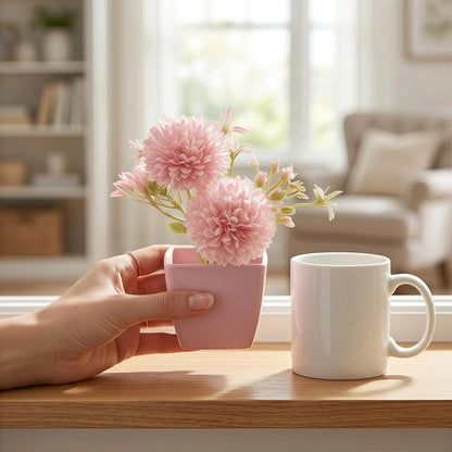 5 Pack Small Fake Plants Pink Artificial Plants Indoor Mini Potted Plant Flowers Set Faux Greenery Pot for Home Bathroom Decor Office Desk Room Shelf Kitchen Living Table Decoration (22736ZH5)