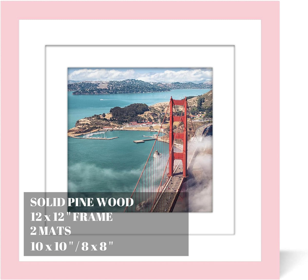 12x12 Wood Picture Frames for Wall Hanging or Tabletop,Diamond Painting Frame Baby Scan Picture Frames with 2 Mats Display 8x8 or 10x10 for Family Walls Decoration,Anniversary,Wedding,Christmas(Pink)