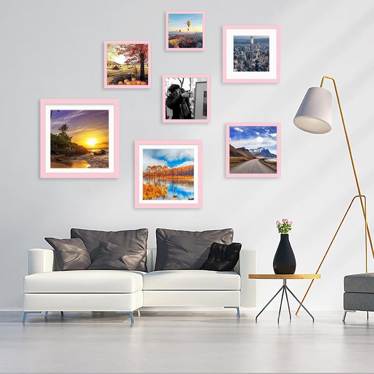 12x12 Wood Picture Frames for Wall Hanging or Tabletop,Diamond Painting Frame Baby Scan Picture Frames with 2 Mats Display 8x8 or 10x10 for Family Walls Decoration,Anniversary,Wedding,Christmas(Pink)