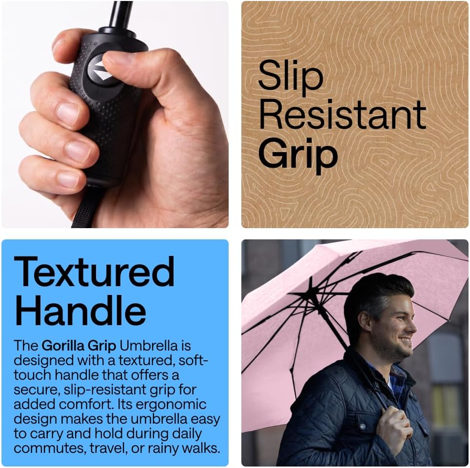 Compact Travel Size Umbrella for Rain, Sleek Design, Pink