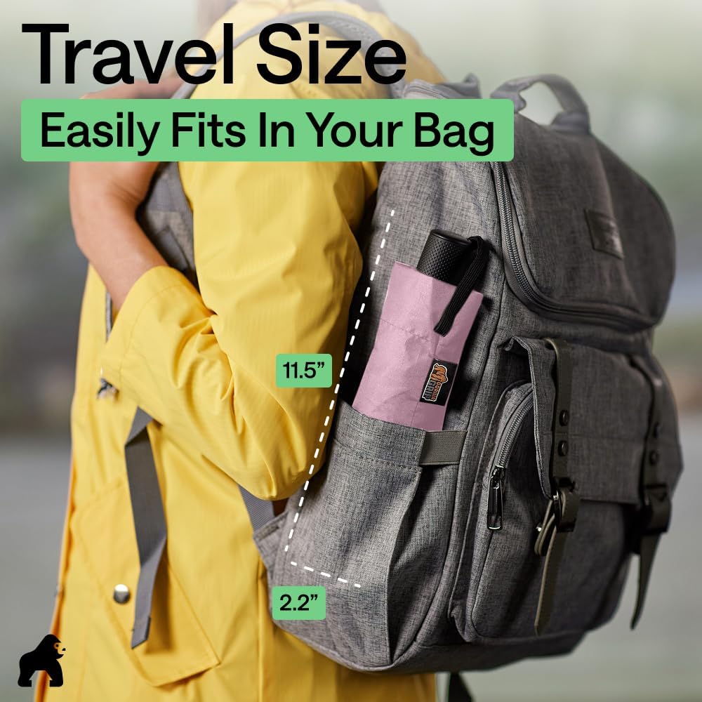 Compact Travel Size Umbrella for Rain, Sleek Design, Pink