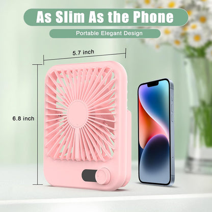 Portable Travel Fan for Sleeping, 6.8" Small Desk Fan Quiet