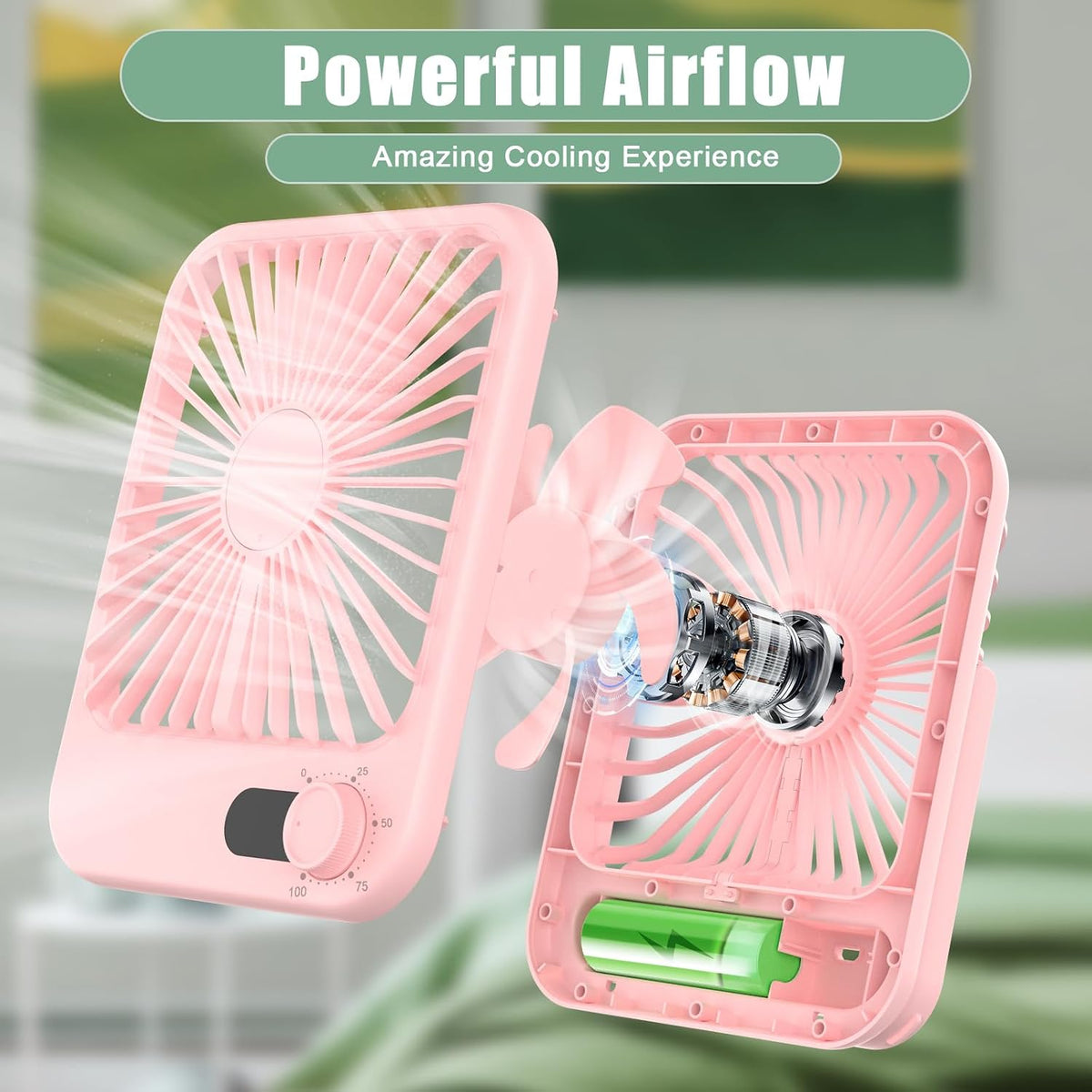 Portable Travel Fan for Sleeping, 6.8" Small Desk Fan Quiet