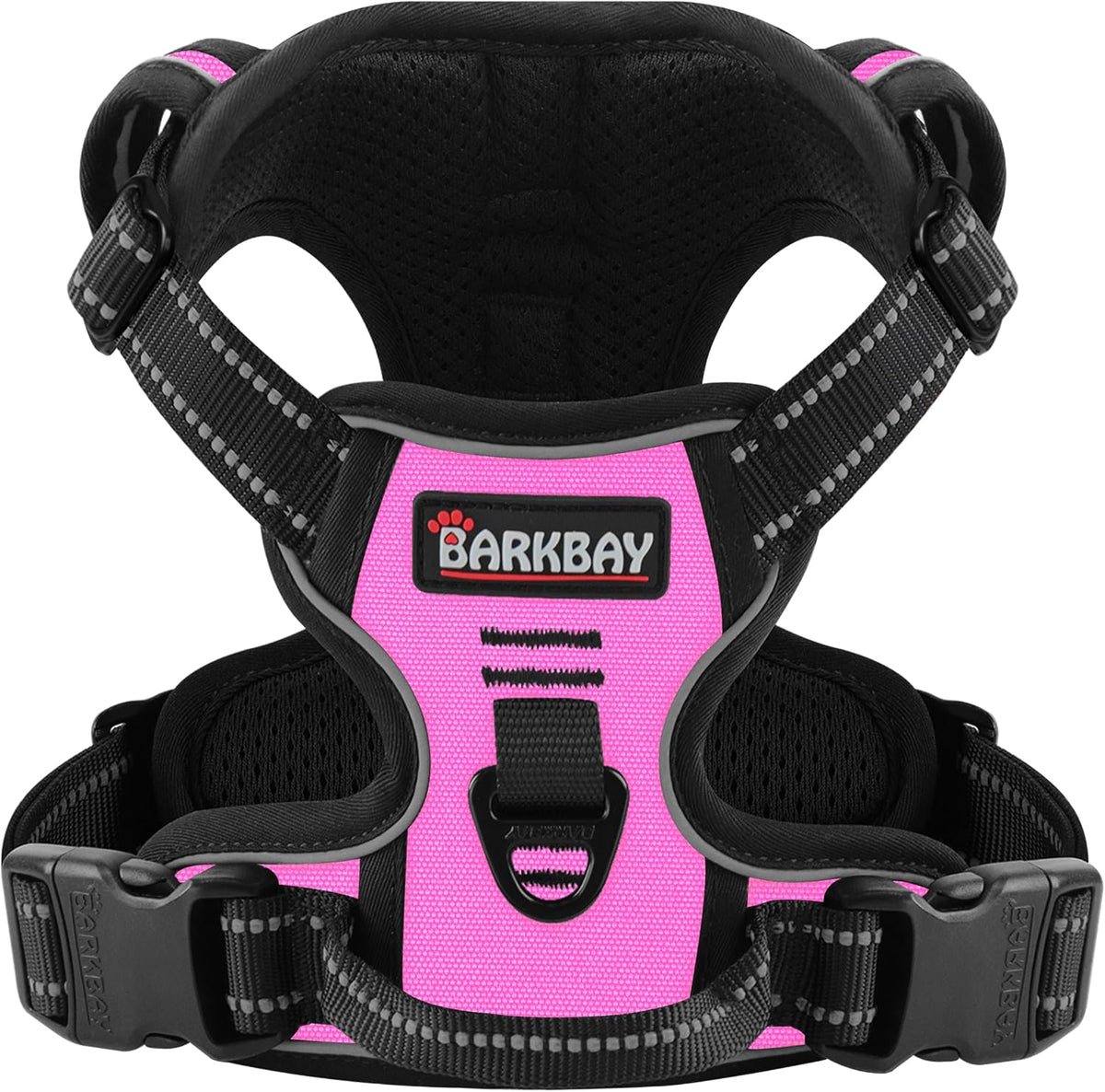No Pull Pet Harness Dog Harness Adjustable Outdoor Pet Vest 3M Reflective Oxford Material Vest for PINK Dogs Easy Control for Small Medium Large Dogs (L)