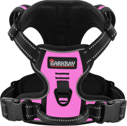 No Pull Pet Harness Dog Harness Adjustable Outdoor Pet Vest 3M Reflective Oxford Material Vest for PINK Dogs Easy Control for Small Medium Large Dogs (L)