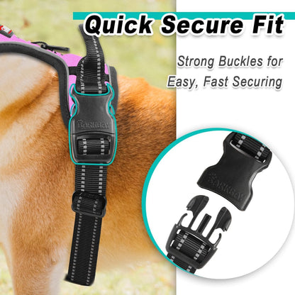 No Pull Pet Harness Dog Harness Adjustable Outdoor Pet Vest 3M Reflective Oxford Material Vest for PINK Dogs Easy Control for Small Medium Large Dogs (L)