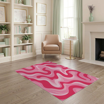 4'x6' Coral Fluid Wave Design Effect Washable Area Rug