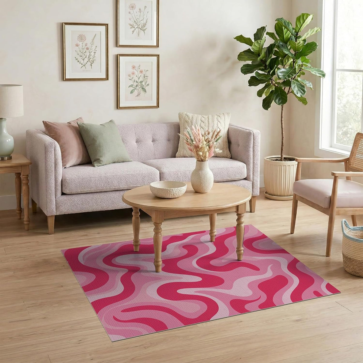 4'x6' Coral Fluid Wave Design Effect Washable Area Rug