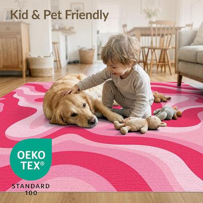 4'x6' Coral Fluid Wave Design Effect Washable Area Rug