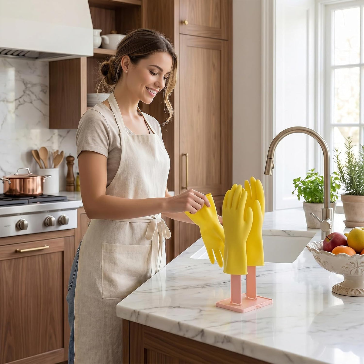 Reusable Plastic Kitchen Dish Washing Glove Holder Drying Rack