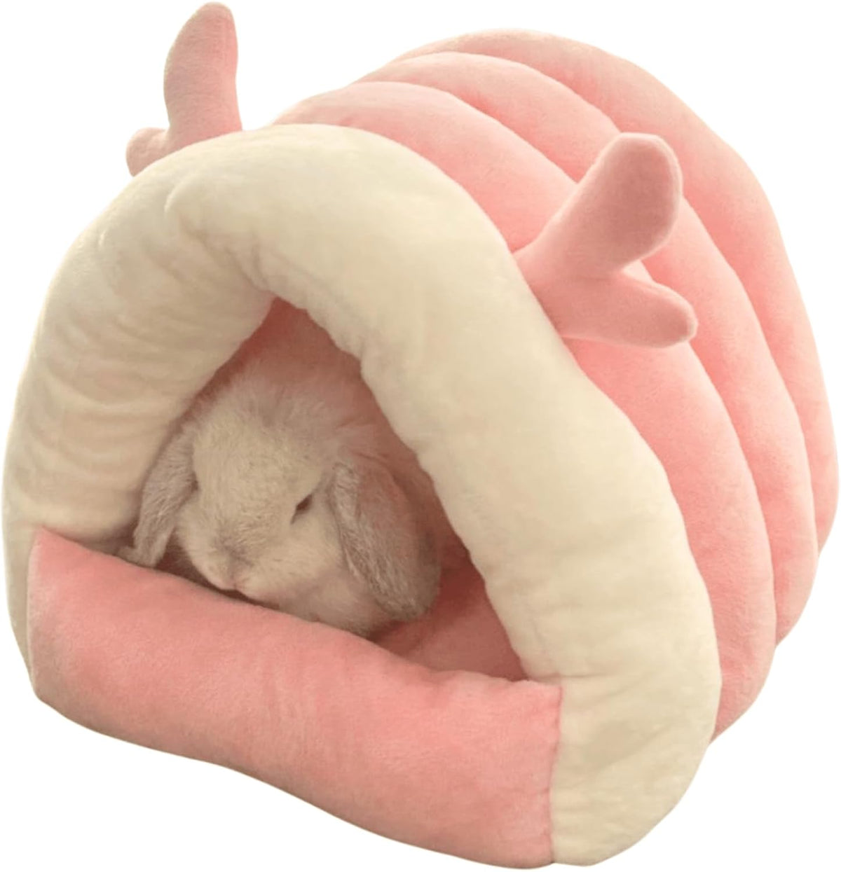 Warm Bunny Bed for Rabbits Outdoor Cage Hideout Hut Tent Cave Tunnel Cute House Cotton Washable Winter (Pink,Small)