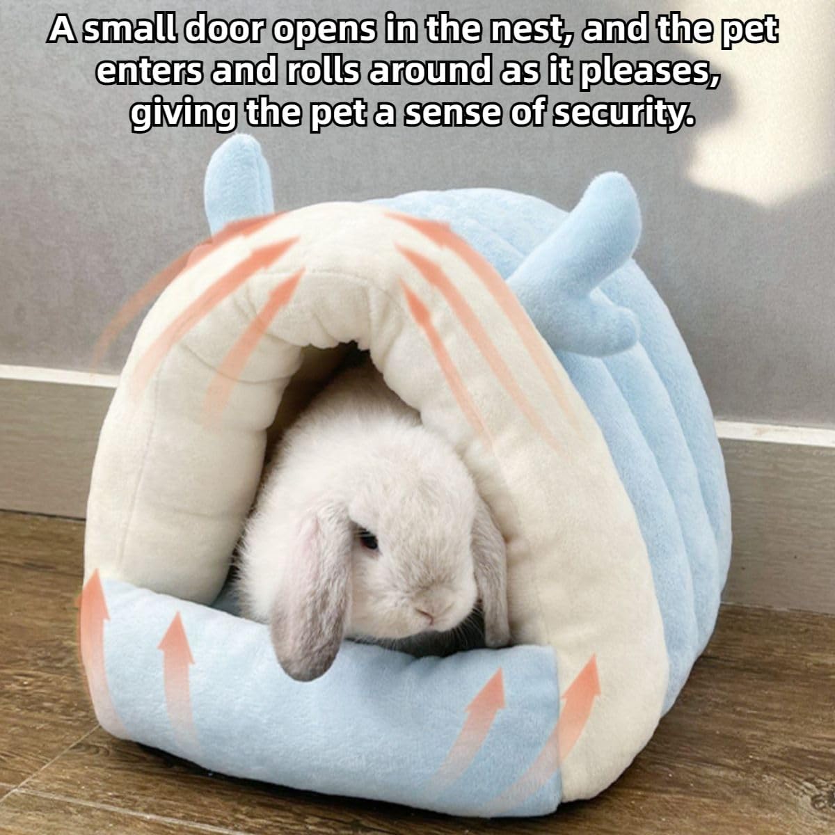 Warm Bunny Bed for Rabbits Outdoor Cage Hideout Hut Tent Cave Tunnel Cute House Cotton Washable Winter (Pink,Small)