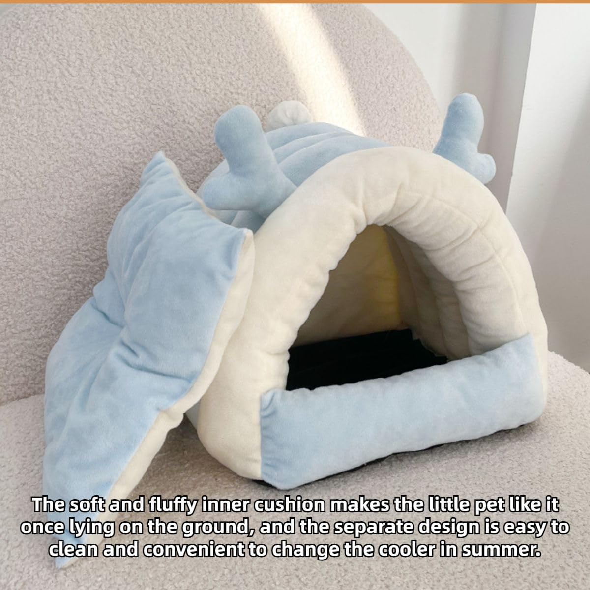 Warm Bunny Bed for Rabbits Outdoor Cage Hideout Hut Tent Cave Tunnel Cute House Cotton Washable Winter (Pink,Small)