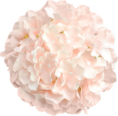 Hydrangea Artificial Flowers, 10Pcs Blush Pink Hydrangea Head with Stem